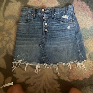 Madewell Blue Distressed Denim Mini Skirt